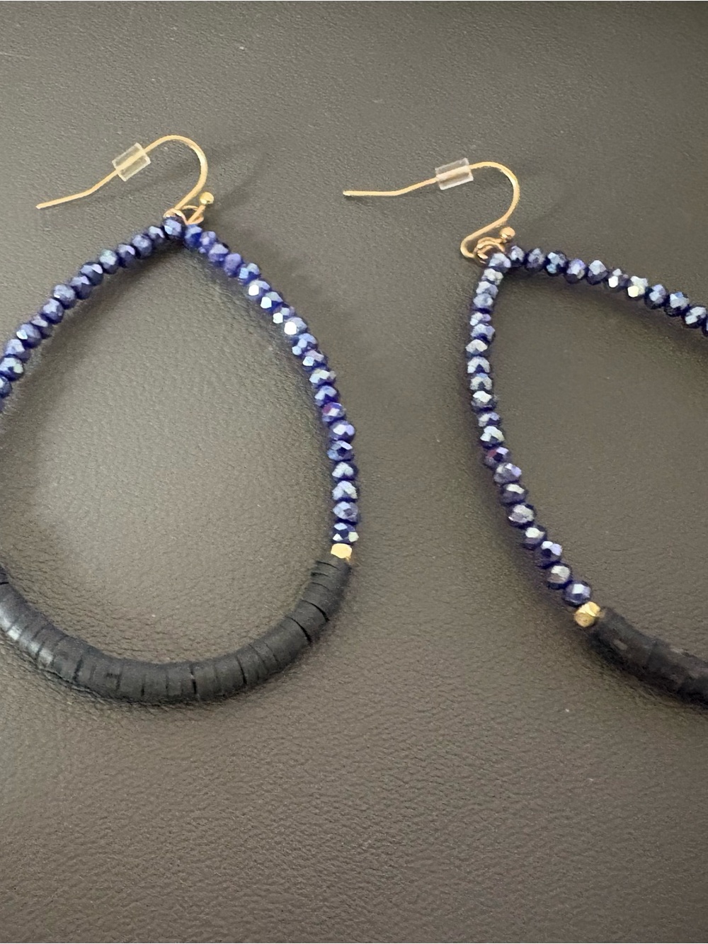 Anthropologie Blue Beaded Teardrop Hoop Earrings - Unbranded